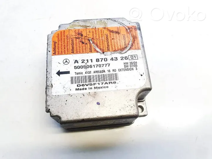 Mercedes-Benz E W211 Centralina/modulo airbag A2118704326