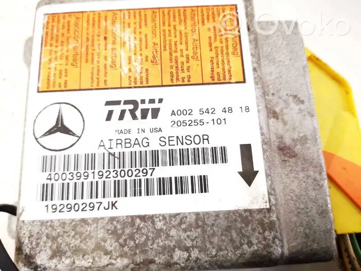 Mercedes-Benz ML W163 Oro pagalvių valdymo blokas a0025424818