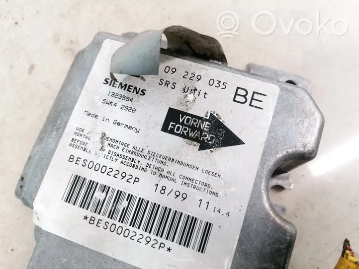 Opel Omega B1 Airbag control unit/module 09229035