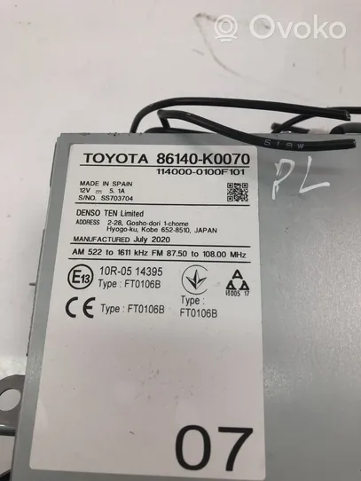 Toyota Yaris XP210 Radio/CD/DVD/GPS-pääyksikkö 86140K0070