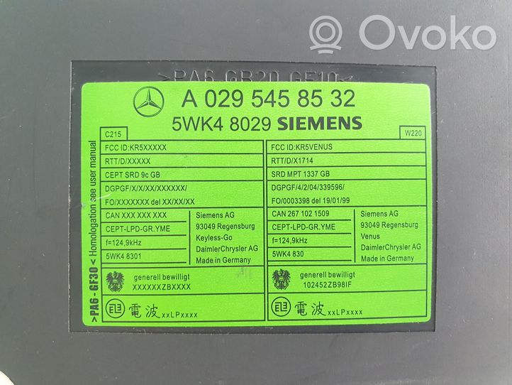 Mercedes-Benz S W220 Unité de commande / module de verrouillage centralisé porte A0295458532