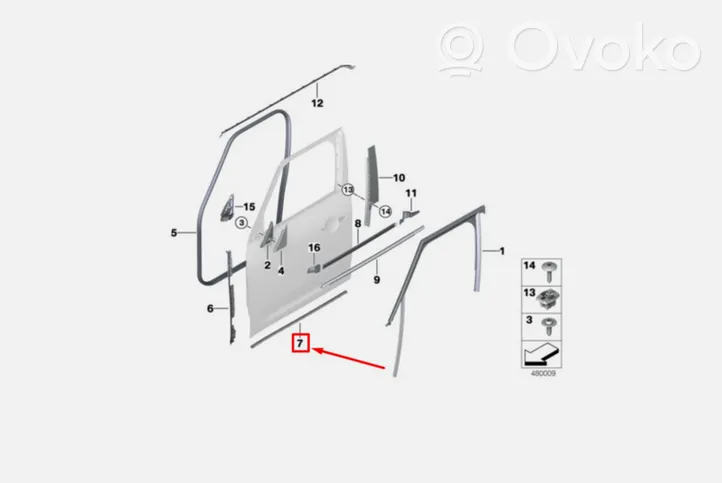 Mini Cooper Countryman F60 Uszczelka drzwi przednich 7390056