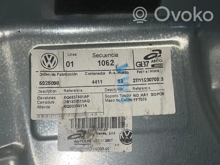 Volkswagen Polo IV 9N3 Mécanisme de lève-vitre avec moteur 6Q0035411A