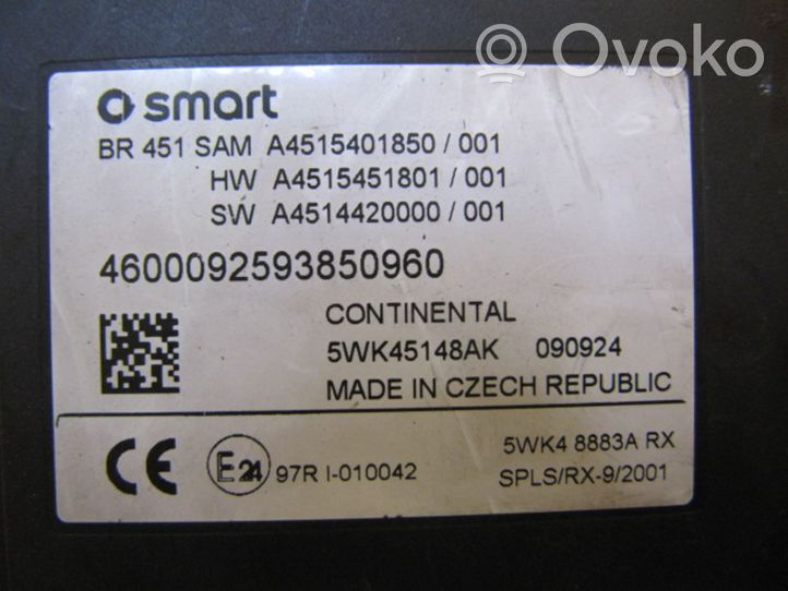 Smart ForTwo II Katvealueen valvonnan ohjainlaite (BSM) A4515401850