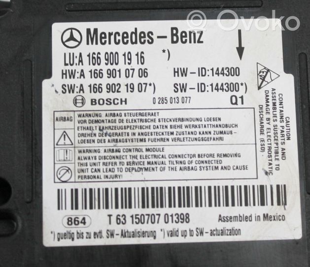 Mercedes-Benz GL X166 Centralina/modulo airbag A1669001916