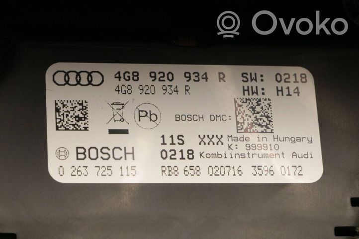 Audi A6 S6 C7 4G Compteur de vitesse tableau de bord 4G8920934R