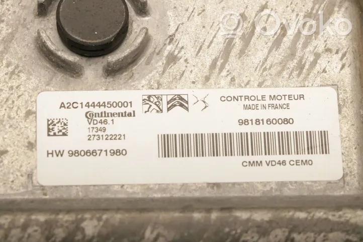 Peugeot 208 Calculateur moteur ECU 9818160080
