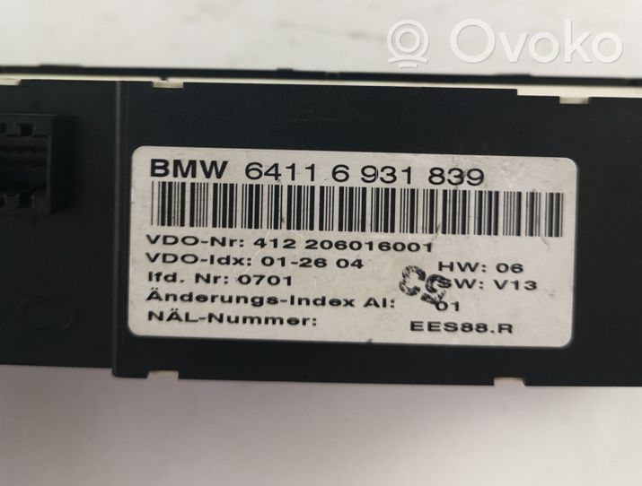 BMW 3 E46 Ilmastoinnin ohjainlaite 64116931839