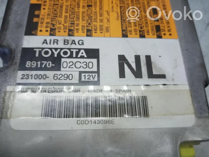 Toyota Auris E180 Centralina/modulo airbag 8917002C30