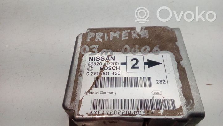 Nissan Primera Sterownik / Moduł Airbag 98820AV200