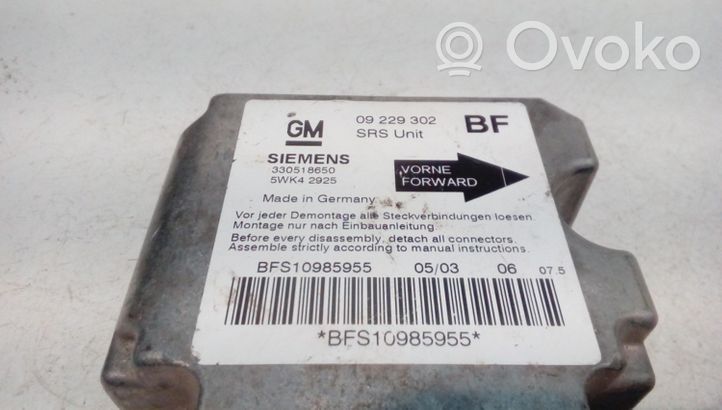 Opel Astra G Module de contrôle airbag 09229302BF