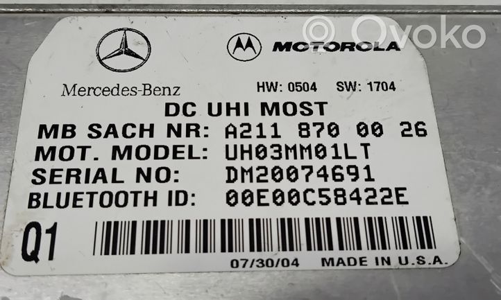 Mercedes-Benz C W203 Module unité de contrôle Bluetooth A2118700026