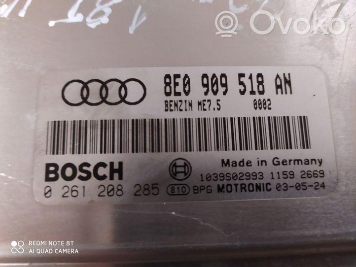 Audi A4 S4 B6 8E 8H Centralina/modulo del motore 8E0909518AN