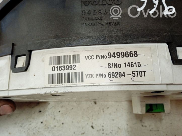 Volvo S80 Compteur de vitesse tableau de bord 9499668