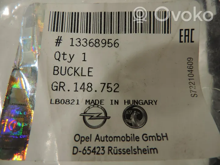 Opel Astra J Fibbia della cintura di sicurezza posteriore 13368956
