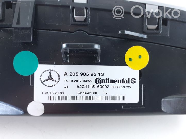 Mercedes-Benz C W205 Ilmastoinnin ohjainlaite A2059059213