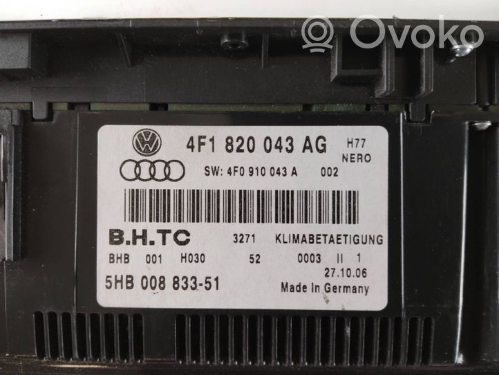 Audi A6 Allroad C6 Unité de contrôle climatique 4F1820043AG