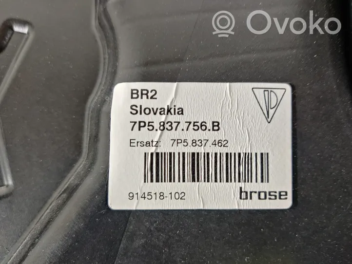 Porsche Cayenne (92A) Meccanismo di sollevamento del finestrino anteriore senza motorino 7P5837756B