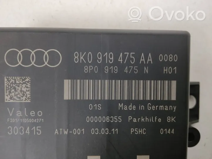 Audi A5 Sportback 8TA Pysäköintitutkan (PCD) ohjainlaite/moduuli 8K0919475AA