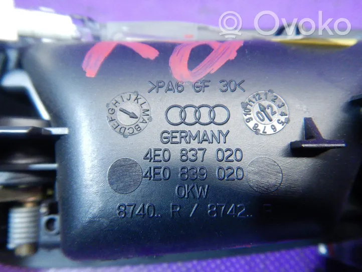 Audi A8 S8 D3 4E Maniglia interna per portiera anteriore 4E0837020