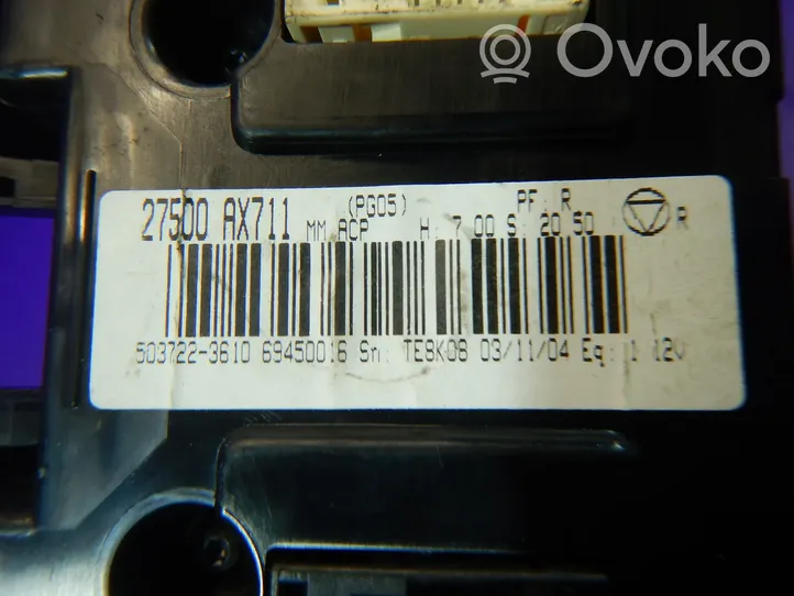 Nissan Micra Przełącznik / Włącznik nawiewu dmuchawy 27500AX711