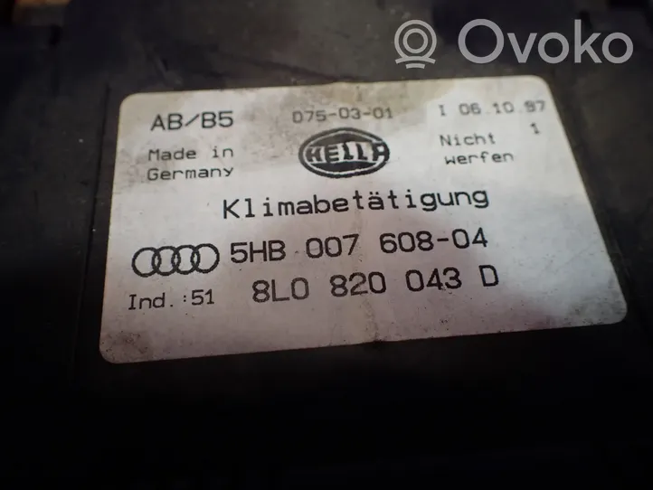 Audi A4 S4 B5 8D Przełącznik / Włącznik nawiewu dmuchawy 8L0820043D