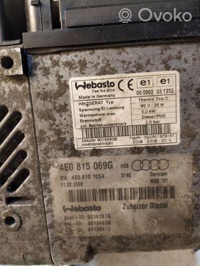 Audi A8 S8 D3 4E Unité de préchauffage auxiliaire Webasto 4E0815069