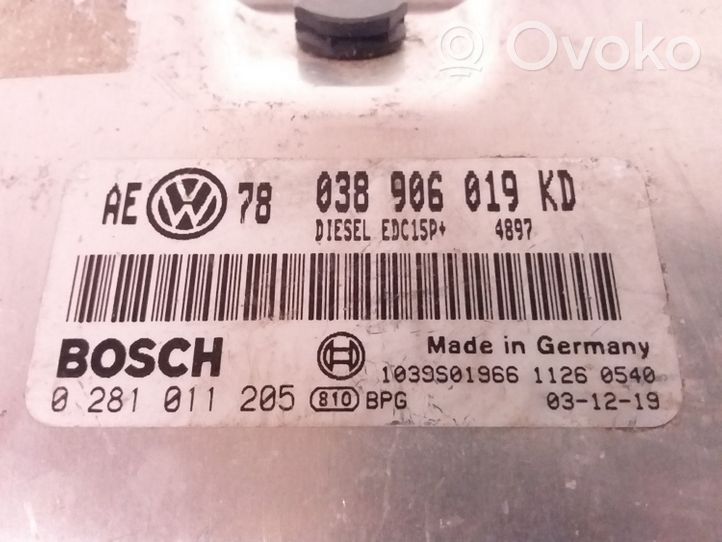 Volkswagen PASSAT B5.5 Moottorin ohjainlaite/moduuli 038906019KD