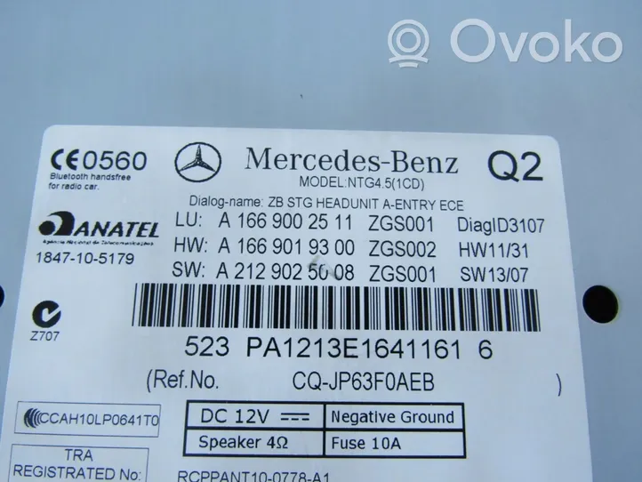 Mercedes-Benz ML W166 Radija/ CD/DVD grotuvas/ navigacija A1669002511