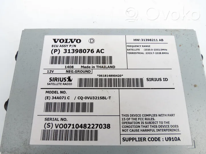 Volvo S60 GPS navigation control unit/module 31398076