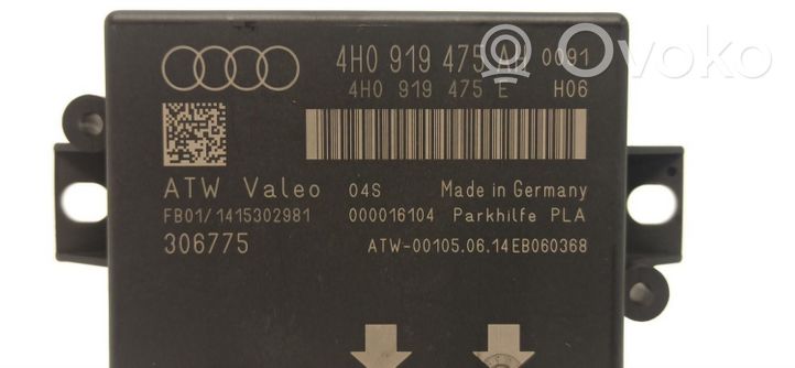 Audi A6 Allroad C7 Unité de commande, module PDC aide au stationnement 4H0919475AH