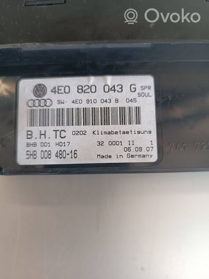 Audi A8 S8 D3 4E Unité de contrôle climatique 4E0820043G
