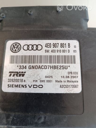 Audi A8 S8 D3 4E Modulo di controllo del freno a mano 4E0907801B