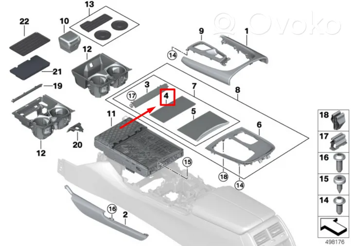 BMW 7 G11 G12 Garniture de cendrier avant 9336143