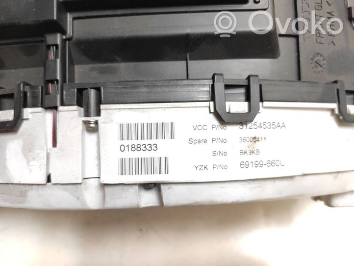 Volvo S80 Tachimetro (quadro strumenti) 31254535