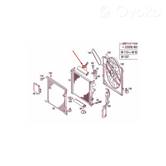Mercedes-Benz S W220 Jäähdyttimen lista A2205050186