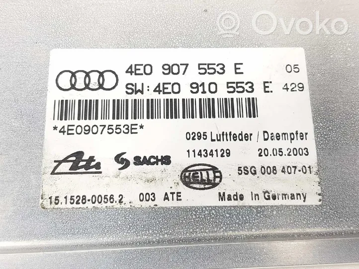 Audi A8 S8 D5 Sterownik / Moduł zawieszenia pneumatycznego 4E0907553E