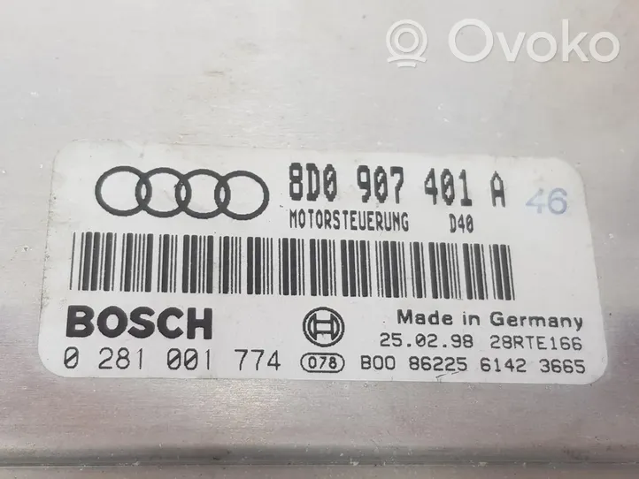 Audi A4 S4 B5 8D Moottorin ohjainlaite/moduuli 8D0907401A
