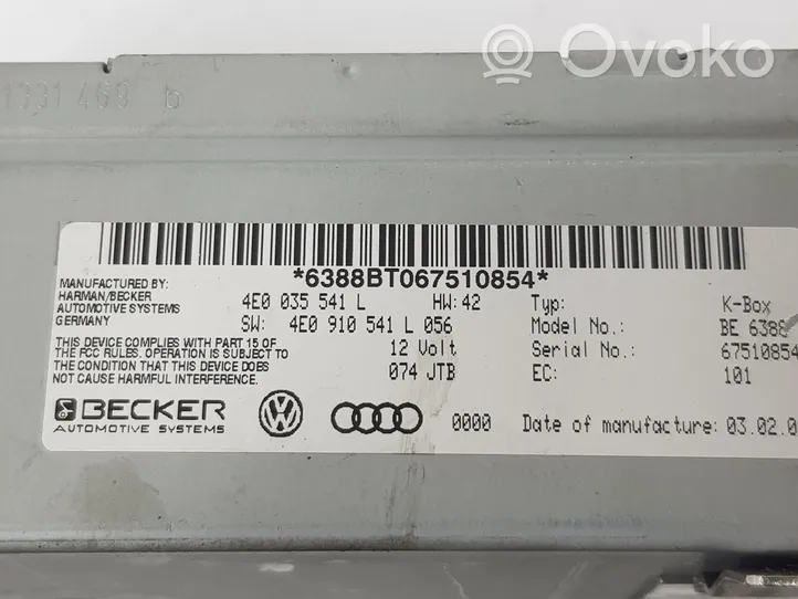 Audi Q7 4M Unità principale autoradio/CD/DVD/GPS 4E0035541L