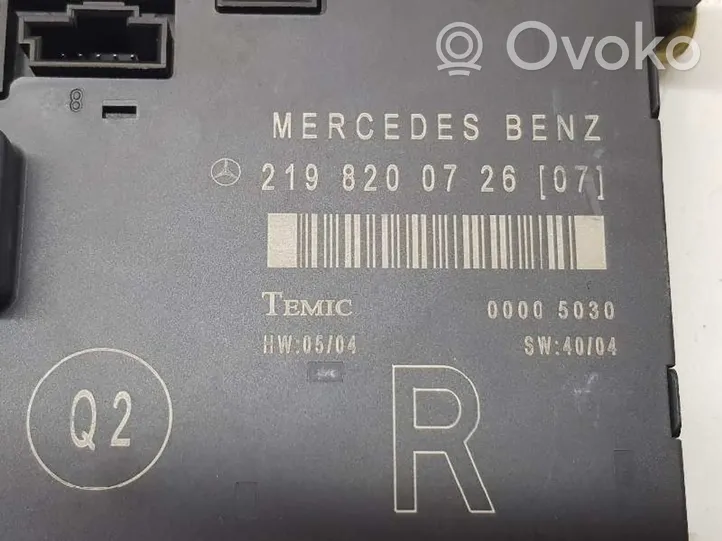Mercedes-Benz CLS C218 AMG Unité de commande / module de verrouillage centralisé porte 2198200726