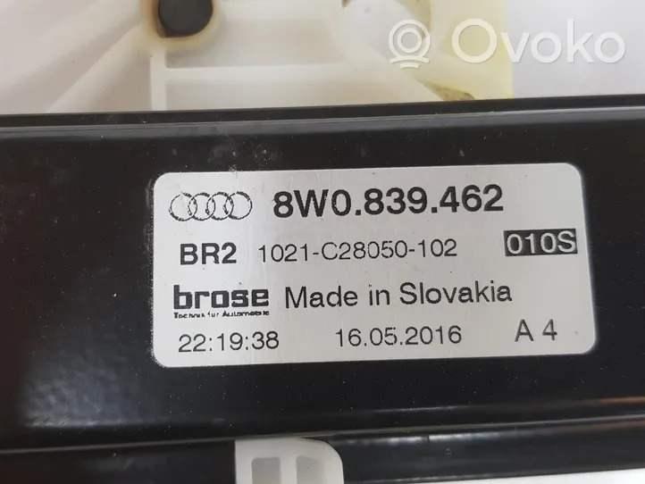 Audi A4 S4 B8 8K Takaoven ikkunan nostin moottorilla 8W0839462