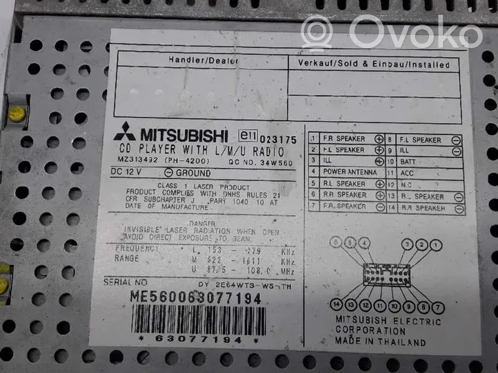 Mitsubishi L200 Radio/CD/DVD/GPS-pääyksikkö MZ313492