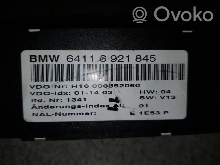 BMW 3 E46 Unité de contrôle climatique 64116921845