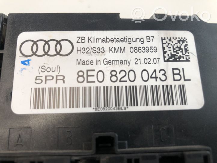 Audi A4 S4 B7 8E 8H Centralina del climatizzatore 8E0820043BL