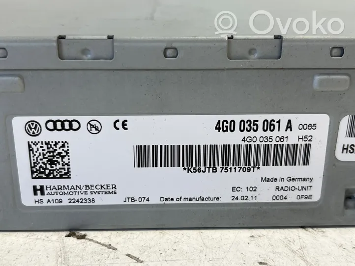 Audi A7 S7 4G Unité principale radio / CD / DVD / GPS 4G0035061A