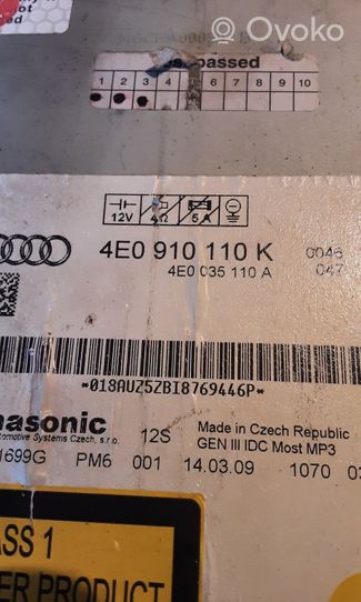 Audi A8 S8 D3 4E CD/DVD-vaihdin 4E0910110K