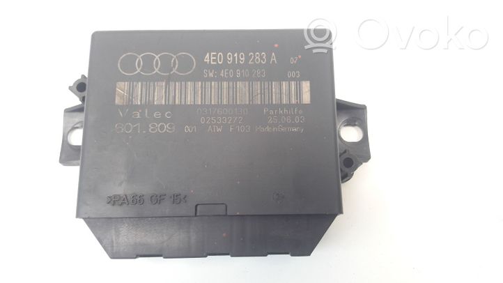 Audi A8 S8 D3 4E Pysäköintitutkan (PCD) ohjainlaite/moduuli 4E0919283A