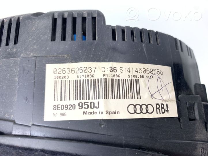 Audi A4 S4 B6 8E 8H Compteur de vitesse tableau de bord 8E0920950J