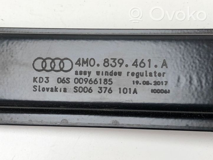 Audi Q7 4M Meccanismo di sollevamento del finestrino posteriore senza motorino 4M0839461A