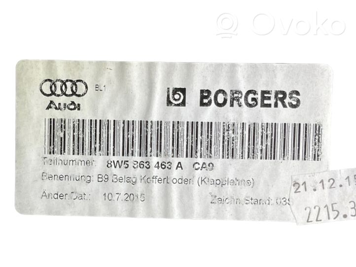 Audi A4 S4 B9 Doublure de coffre arrière, tapis de sol 8W5863463A